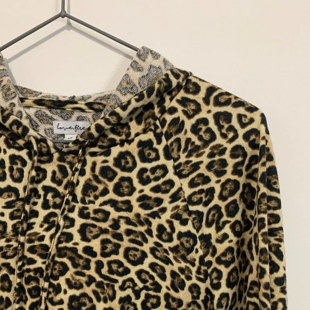 love FIRE ANIMAL PRINT HOODIE | RELAXED FIT STRETCHY | PUFF CUFFS - Picture 4 of 6